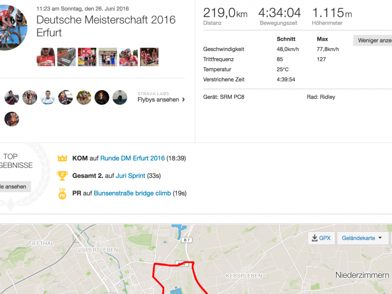 Deutsche Straßen-Radmeisterschaft in Erfurt: Strava Review